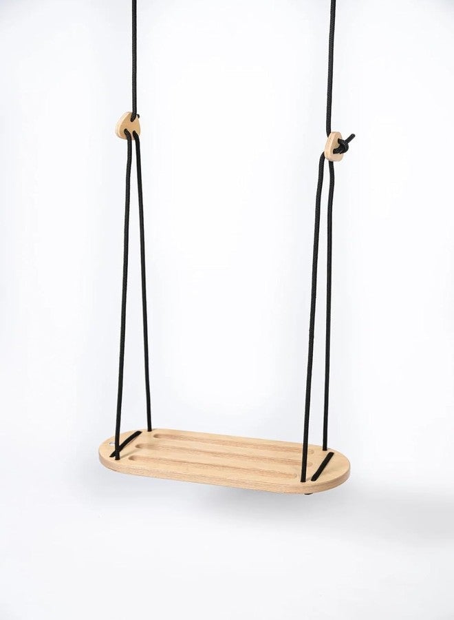 Keebori Wooden Baby Swing Jhula - Indoor/Outdoor Kids Swing with White Rope, Large Size (3 Line) (Black Rope) by KEEBORI - Image 4